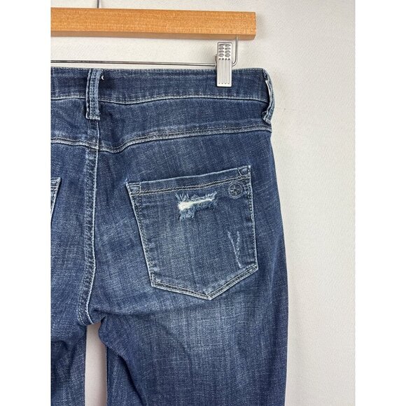 Women’s G by Giuliana Size 4 Dark Blue Distressed Cuffed Jeans - Picture 4 of 6